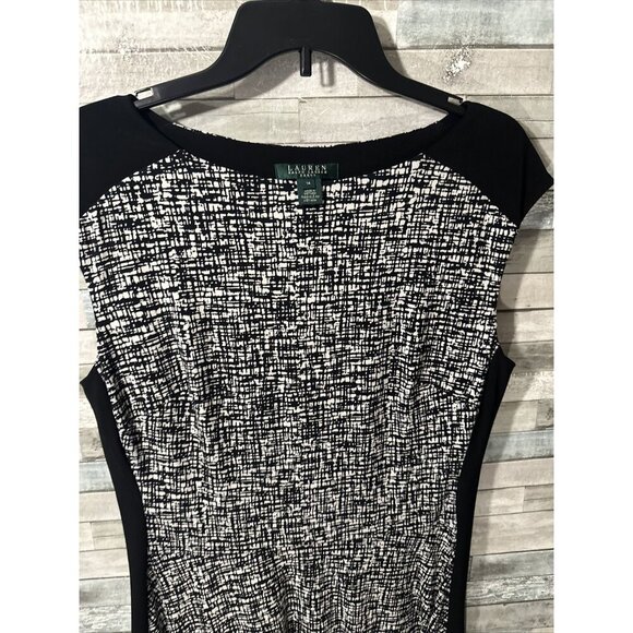Women’s Lauren Ralph Lauren Sleeveless Dress Black White Plus Size 14 - Picture 7 of 16